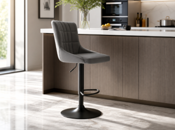 Adjustable Height Swivel Bar Stool with Footrest and Backrest